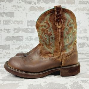 Justin Gypsy Gemma Brown Round Toe Cowboy Embroidered Ankle Boots H1028